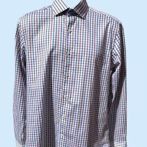Tailorbyrd Collection Multi Color Long Sleeve Gingham Button Down Shirt Medium